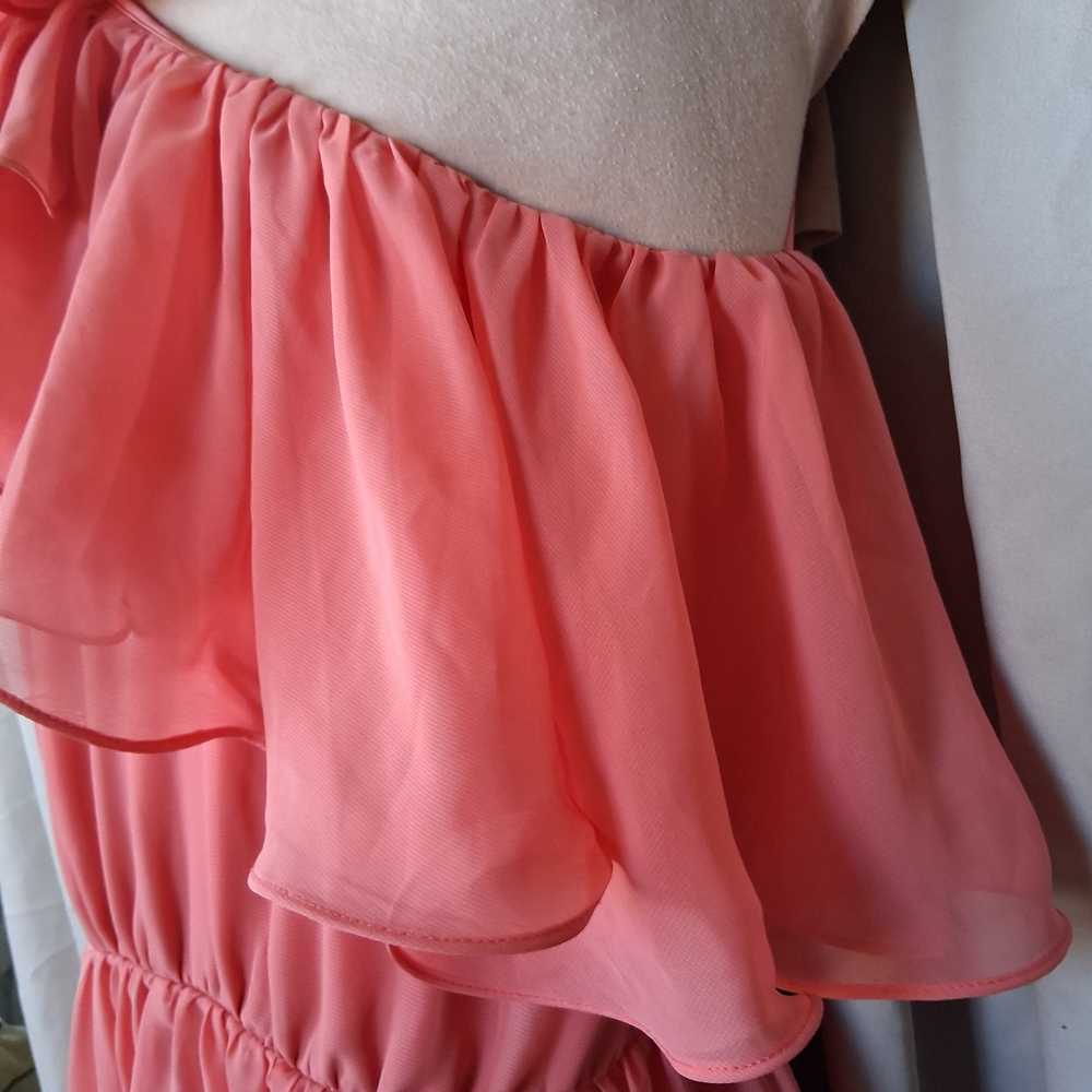 Pearl Coral One-Shoulder Ruffle Dress - Picture 7 of 7
